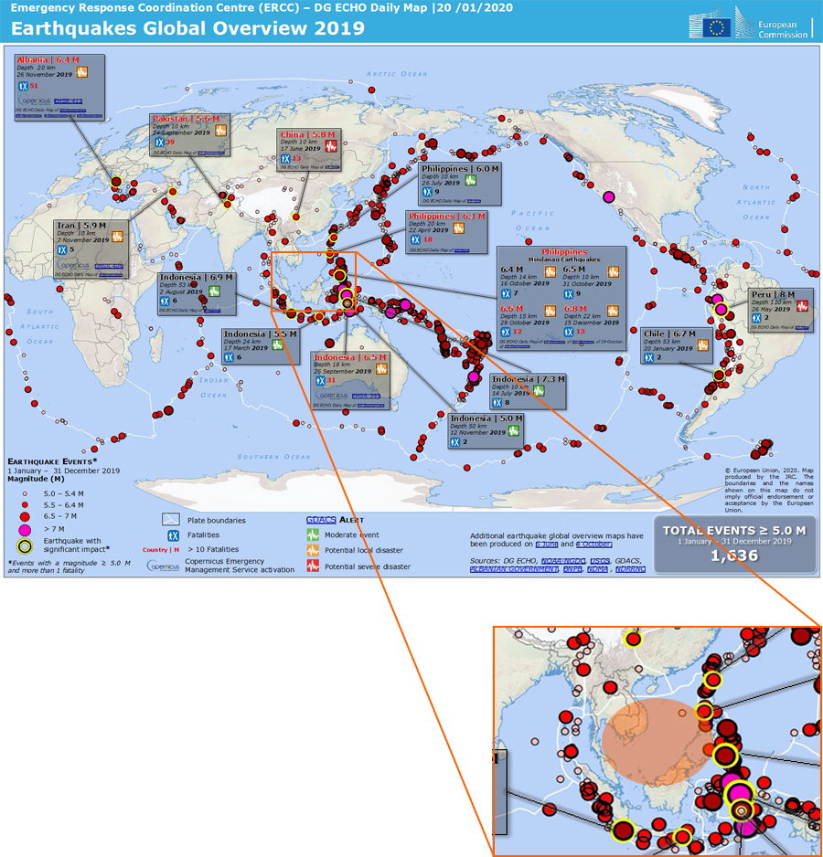 2019年の世界で発生した地震